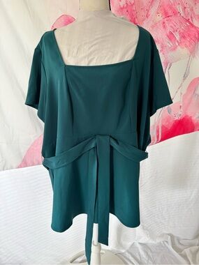 Lane Bryant Teal Square-Neck Tie-Back Top size 28